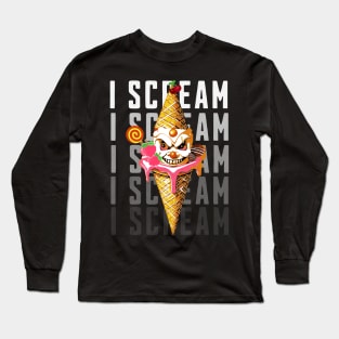 Evil Clown Ice Cream Cone I Scream Long Sleeve T-Shirt